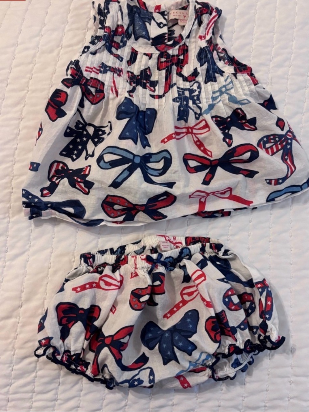 Pink Chicken Fourth of July Set 6-12 Mo